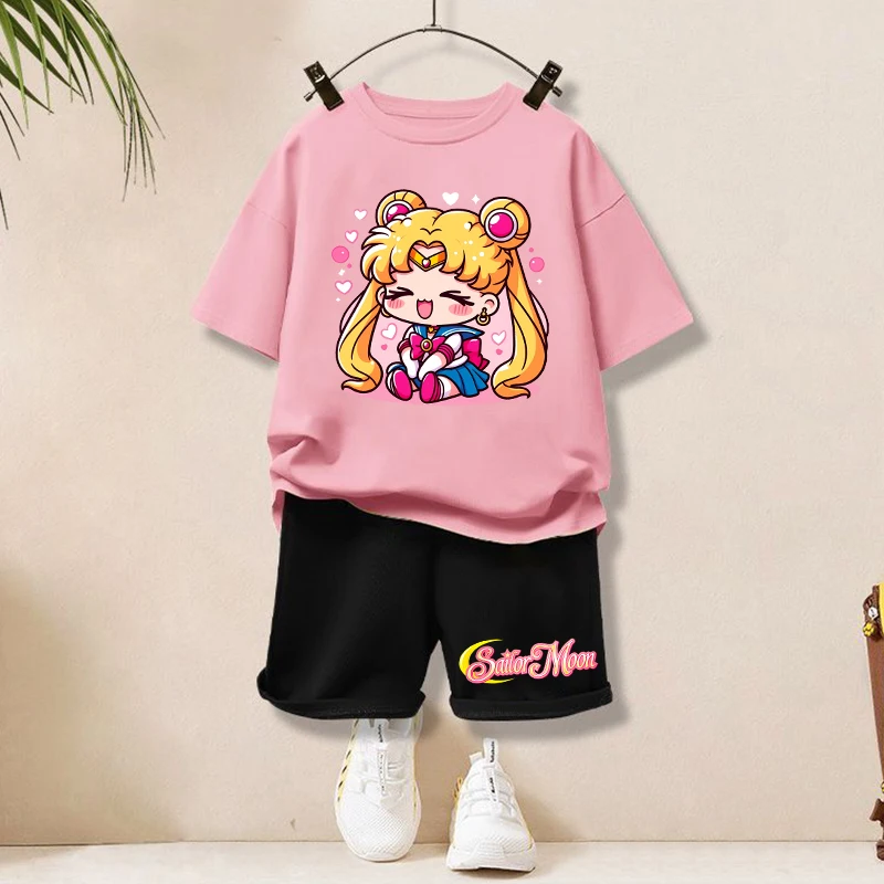 Sailor Mooned Children T Shirt Set Anime Cartoon Print Short Two Piece Suit Girls Kawaii Summer Casual Clothing Cute Kids Wear
Sailor Mooned Children T Shirt Set Anime Cartoon Print Short Two Piece Suit Girls Kawaii Summer Casual Clothing Cute Kids Wear