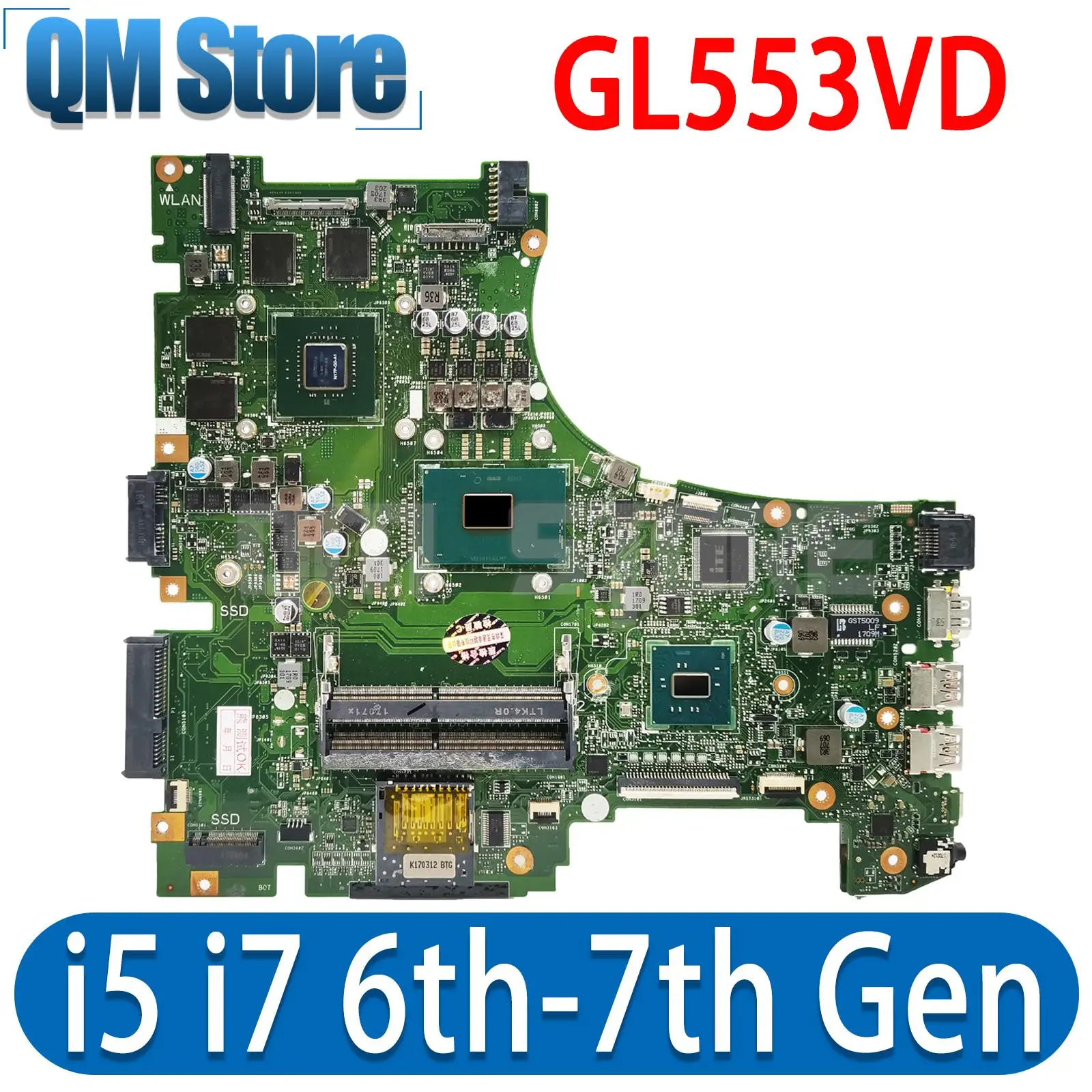 Материнская плата GL553V, ZX53V GL553VD GL553VE GL553VW FX553V ZX553V G553V, материнская плата для ноутбука, ЦП I5 I7 6-го/7-го поколения, графический процессор стандарта/V4G
Материнская плата GL553V, ZX53V GL553VD GL553VE GL553VW FX553V ZX553V G553V, материнская плата для ноутбука, ЦП I5 I7 6-го/7-го поколения, графический процессор стандарта/V4G