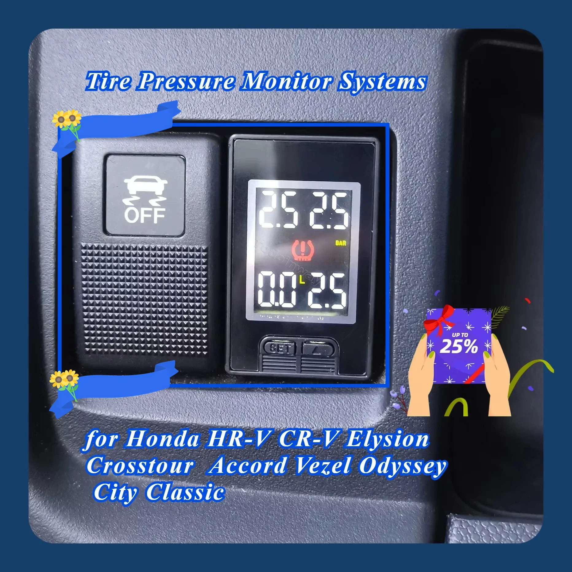4 Tyres Indicator Tools Wireless TPMS for Honda Vezel Crosstour Accord Classic Odyssey City Tire Pressure Monitor Systems
4 Tyres Indicator Tools Wireless TPMS for Honda Vezel Crosstour Accord Classic Odyssey City Tire Pressure Monitor Systems