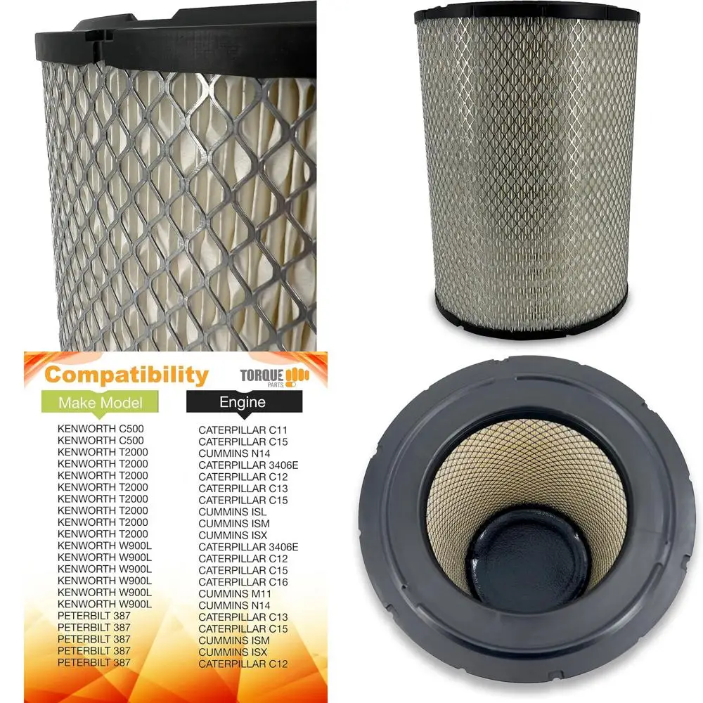 Air Filter for Select Semi Trucks Models T2000 T700 W900L 387 567 587, 2 Pack Replacement for RS3750 LA5873 CA9009 42455 TR514
Air Filter for Select Semi Trucks Models T2000 T700 W900L 387 567 587, 2 Pack Replacement for RS3750 LA5873 CA9009 42455 TR514