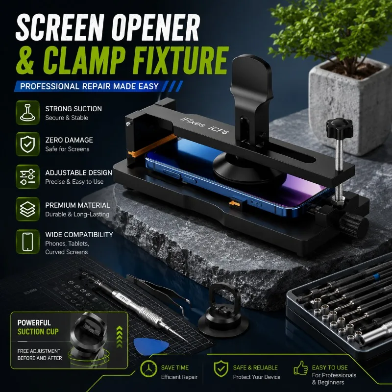 iCF6 Universal Phone LCD Screen Opener No-Heating Design Damage-Free Separator Clamp for Repair Work
iCF6 Universal Phone LCD Screen Opener No-Heating Design Damage-Free Separator Clamp for Repair Work