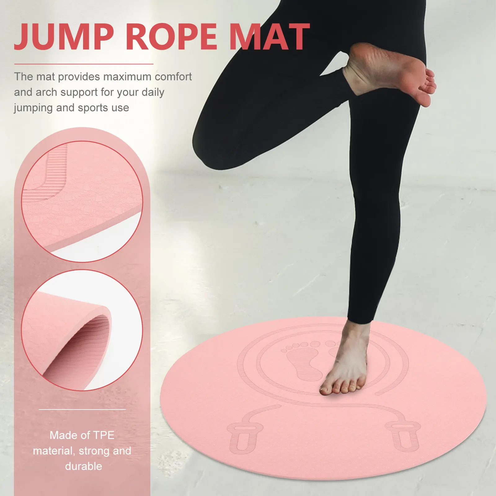 Non-Slip Tpe Jump Rope Mat Indoor Use Premium Elastic Cushion for Yoga Hot Yoga Pilates Arch Support Fitness Mat
Non-Slip Tpe Jump Rope Mat Indoor Use Premium Elastic Cushion for Yoga Hot Yoga Pilates Arch Support Fitness Mat