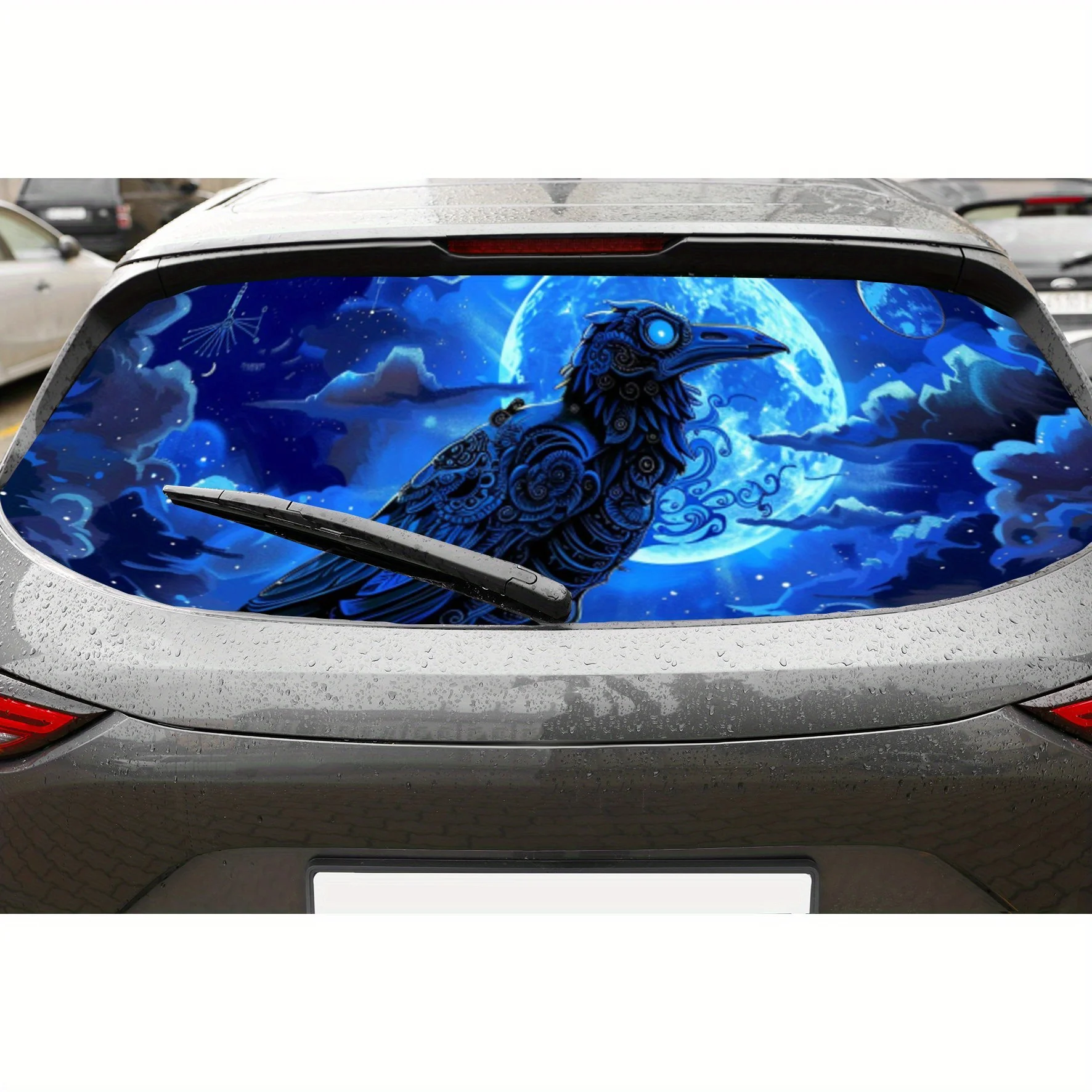 Moonlit Mechanical Raven PVC Perforated Car Vinyl Wraps, Privacy Enhancing Design for Rear Window, Car Rear Windshield Sticker f
Moonlit Mechanical Raven PVC Perforated Car Vinyl Wraps, Privacy Enhancing Design for Rear Window, Car Rear Windshield Sticker f