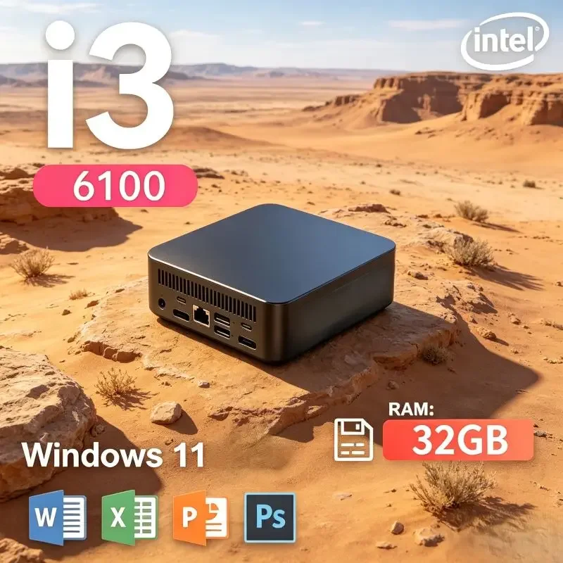 Home and Business, This Mini PC Adopts Core I3 6100 ,16GB SSD. Win11, It Offers Smooth WiFi6 Connection and Vivid 4K Visual
Home and Business, This Mini PC Adopts Core I3 6100 ,16GB SSD. Win11, It Offers Smooth WiFi6 Connection and Vivid 4K Visual