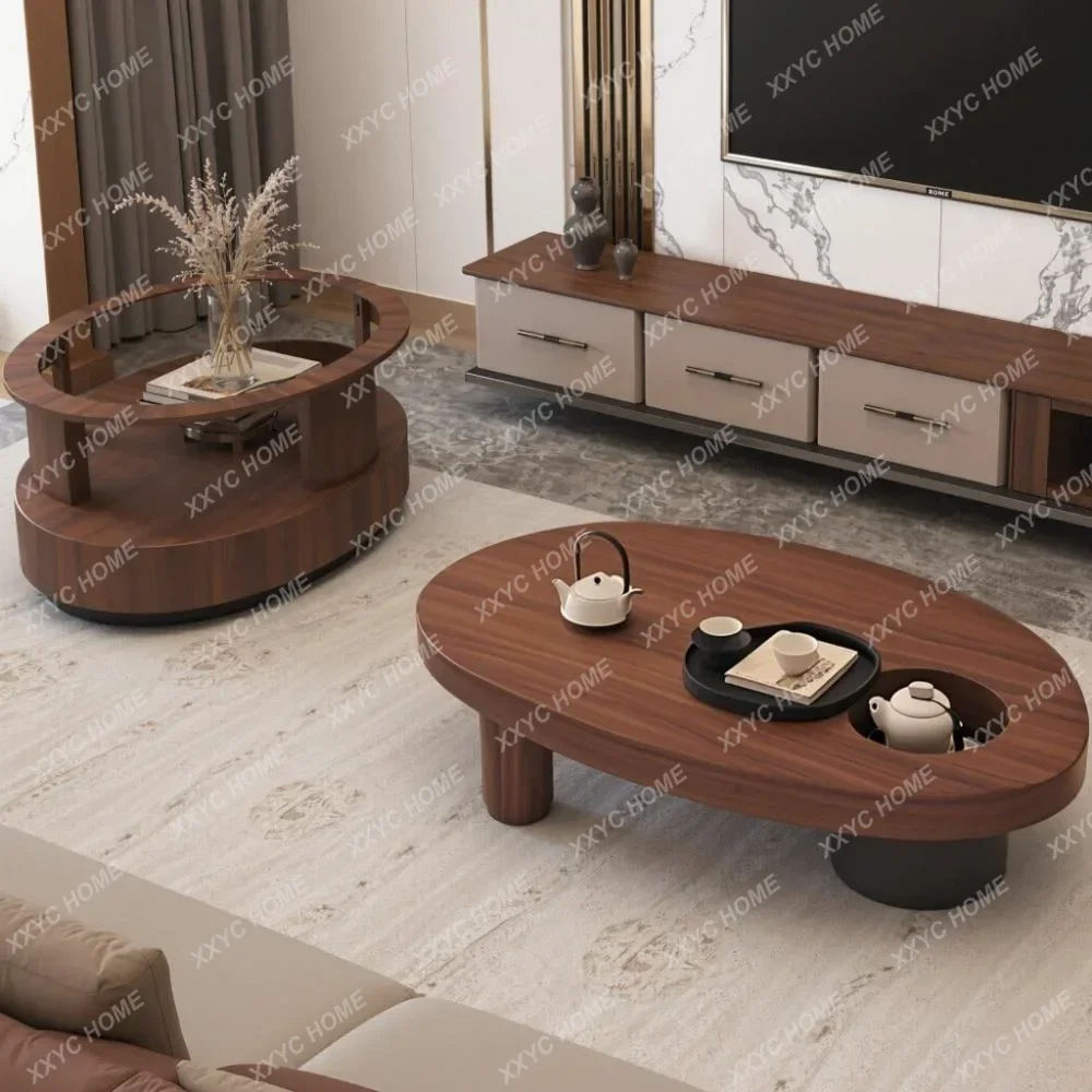 Medieval solid wood living room coffee table special-shaped storage household oval tea table
Medieval solid wood living room coffee table special-shaped storage household oval tea table