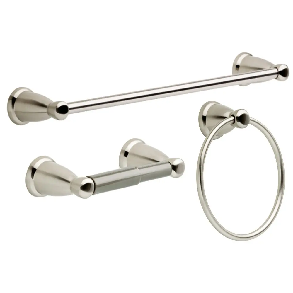 5-Piece Satin Nickel Bathroom Accessories Set: Dual Towel Bars, Ring, Tissue Holder, And Hook
5-Piece Satin Nickel Bathroom Accessories Set: Dual Towel Bars, Ring, Tissue Holder, And Hook
