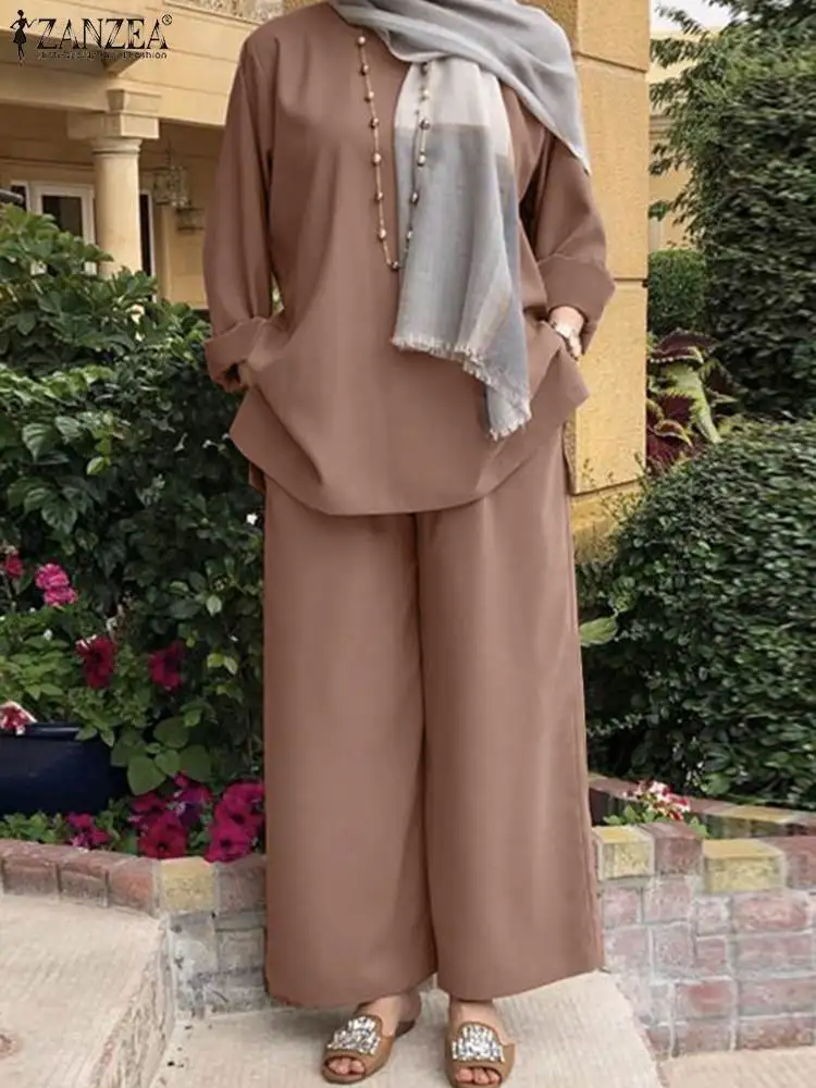 2PCS Loose Islamic Clothing Turkey Abaya Sets ZANZEA Vintage Muslim Matching Sets Women Long Sleeve Blouse Wide Leg Pants Suits
2PCS Loose Islamic Clothing Turkey Abaya Sets ZANZEA Vintage Muslim Matching Sets Women Long Sleeve Blouse Wide Leg Pants Suits