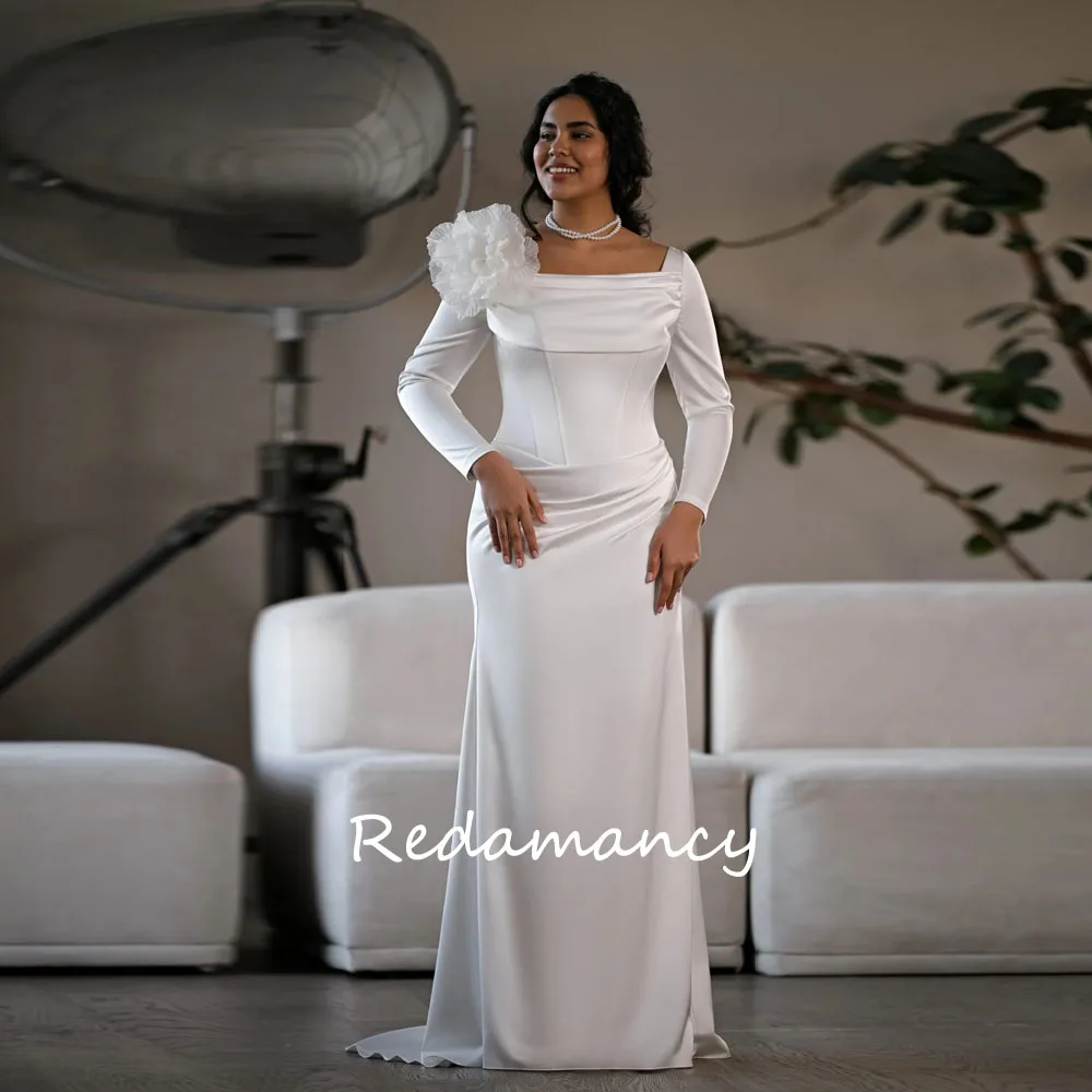 Redamancy Customized Ivory Square Neck Satin Evening Dress Zipper Up Back Floor-Length Prom Dress Elegant Mermaid Party Dress
Redamancy Customized Ivory Square Neck Satin Evening Dress Zipper Up Back Floor-Length Prom Dress Elegant Mermaid Party Dress
