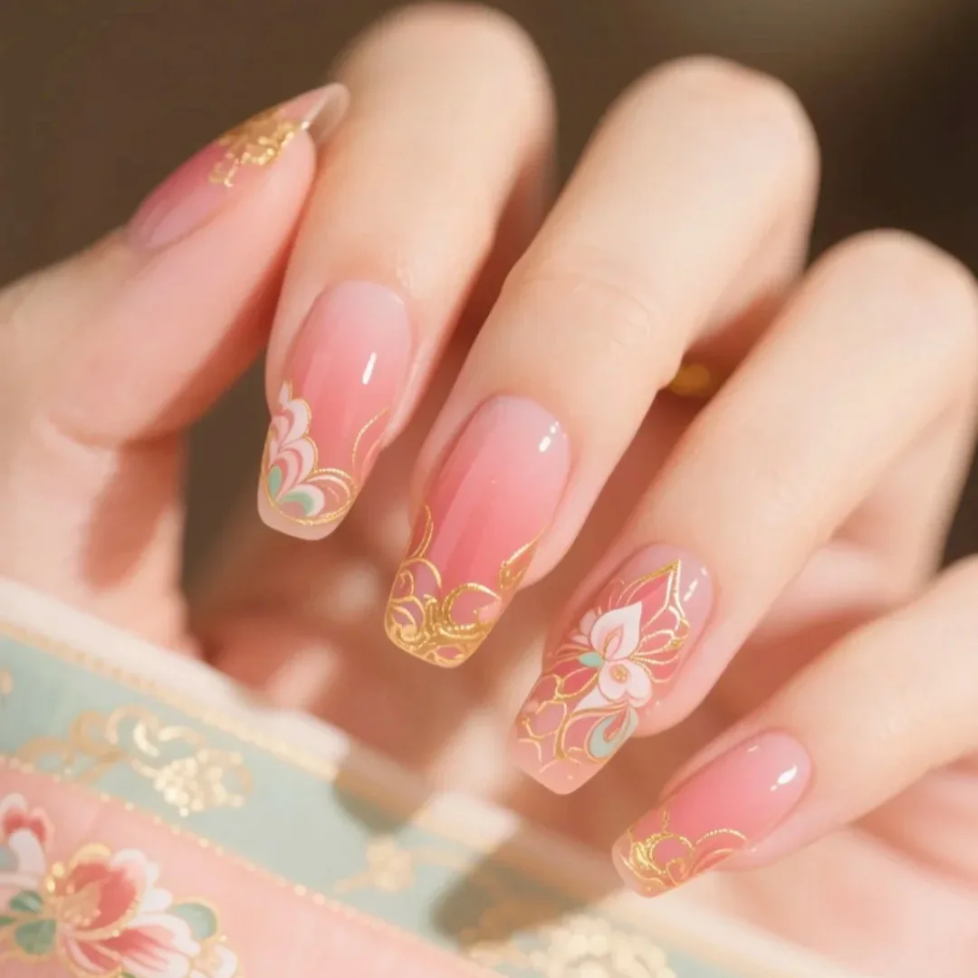 24Pcs Mid-length Ballet Nails Set Press on Simple Flower with Design Fake Nails Red Smudge Wearable Full Cover False Nails Tips 
24Pcs Mid-length Ballet Nails Set Press on Simple Flower with Design Fake Nails Red Smudge Wearable Full Cover False Nails Tips