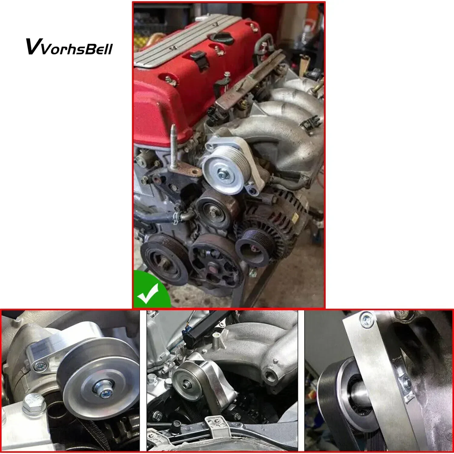 Durable aluminum EP3-style idler pulley kit, precisely compatible with Honda Civic, Integra K-series & K24 swap, belt attached.
Durable aluminum EP3-style idler pulley kit, precisely compatible with Honda Civic, Integra K-series & K24 swap, belt attached.