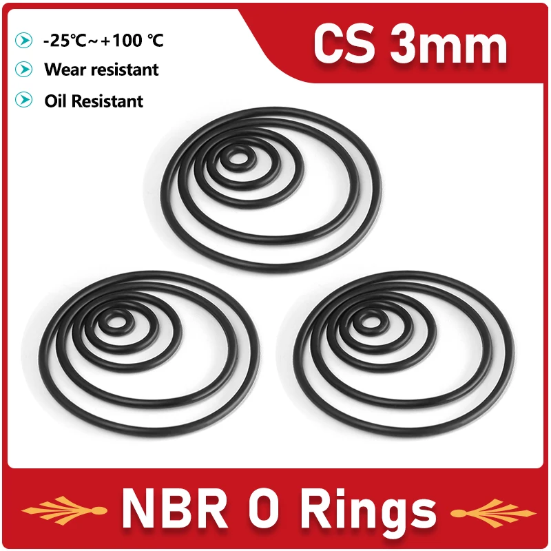 Black NBR O Ring Sealing Gaskets Washer thickness CS 3.0mm OD9~210mm Oil Resistant Wear Resistant Nitrile Butadiene Rubber Rings
Black NBR O Ring Sealing Gaskets Washer thickness CS 3.0mm OD9~210mm Oil Resistant Wear Resistant Nitrile Butadiene Rubber Rings