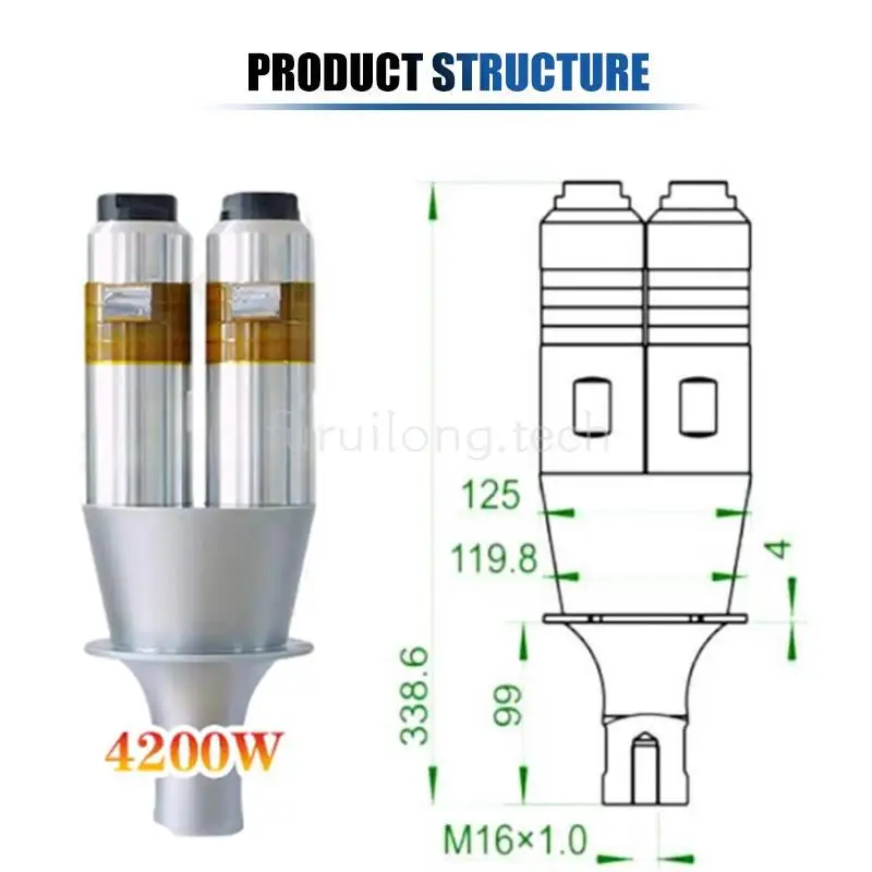 15K4200W Ultrasonic Welding Transducer Oscillator for Plastic Welding Cutting Machine
15K4200W Ultrasonic Welding Transducer Oscillator for Plastic Welding Cutting Machine