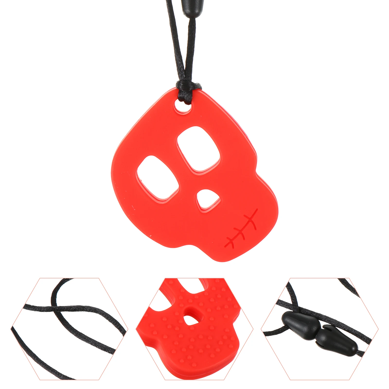Skull Teether Safe Silicone Chew Necklace for Kids Red Color Sensory Biting Necklace Toy Durable Design Teething Aid
Skull Teether Safe Silicone Chew Necklace for Kids Red Color Sensory Biting Necklace Toy Durable Design Teething Aid