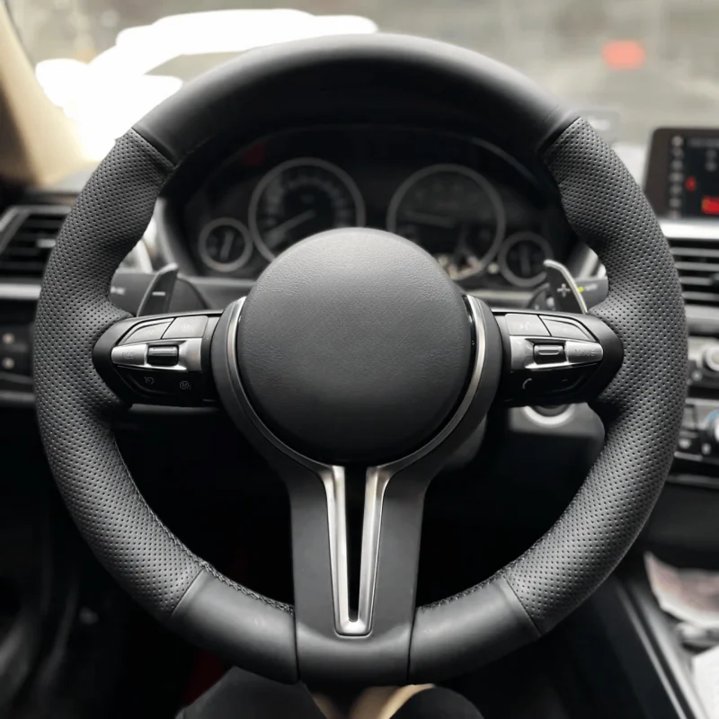 DIY Black Faux Microfibre Leather For BMW (M Sport) 2 Series F22 F23 F45 F46 X4 F26 X5 F15 X6 F16 2014 Car Steering Wheel Cover
DIY Black Faux Microfibre Leather For BMW (M Sport) 2 Series F22 F23 F45 F46 X4 F26 X5 F15 X6 F16 2014 Car Steering Wheel Cover