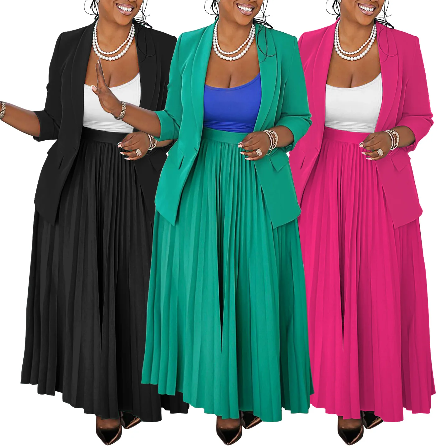 Women's New Long Sleeve Blazer Pleated Maxi Skirt Two-Piece Set (No Inner Top) Elegant Slimming Comfort All match Commute Outfit
Women's New Long Sleeve Blazer Pleated Maxi Skirt Two-Piece Set (No Inner Top) Elegant Slimming Comfort All match Commute Outfit