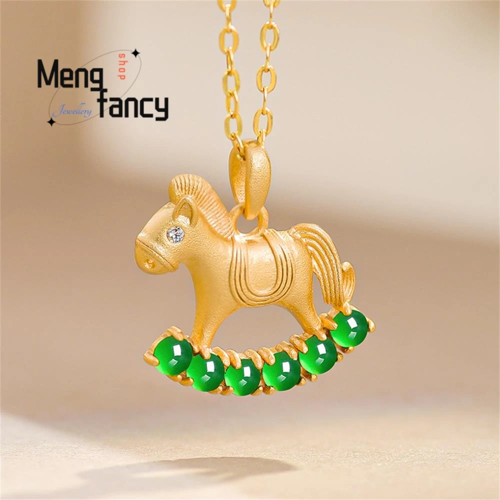 Natural A-grade Jadeite Yang Green Rocking Wooden Horse Pendant S925 Silver Inlaid Ice Jade Personality Cute High-grade Jewelry
Natural A-grade Jadeite Yang Green Rocking Wooden Horse Pendant S925 Silver Inlaid Ice Jade Personality Cute High-grade Jewelry