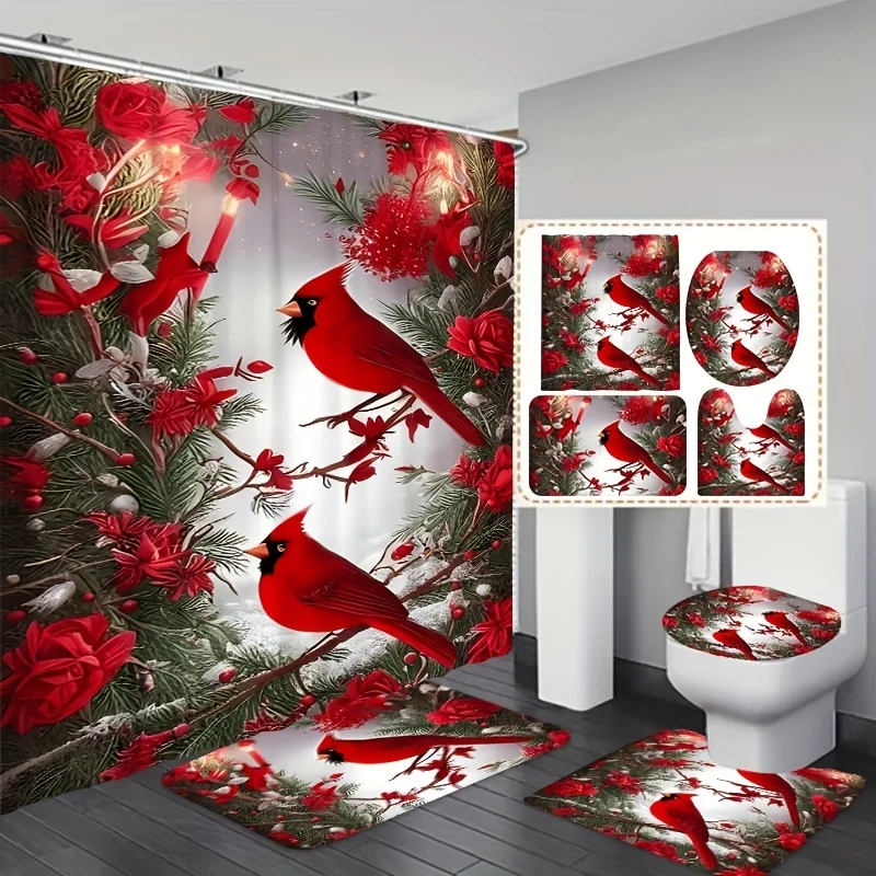Набор из четырех предметов для ванной комнаты Winter Cardinals — водонепроницаемая занавеска для душа в стиле природы для полного набора для ванной комнаты
Набор из четырех предметов для ванной комнаты Winter Cardinals — водонепроницаемая занавеска для душа в стиле природы для полного набора для ванной комнаты