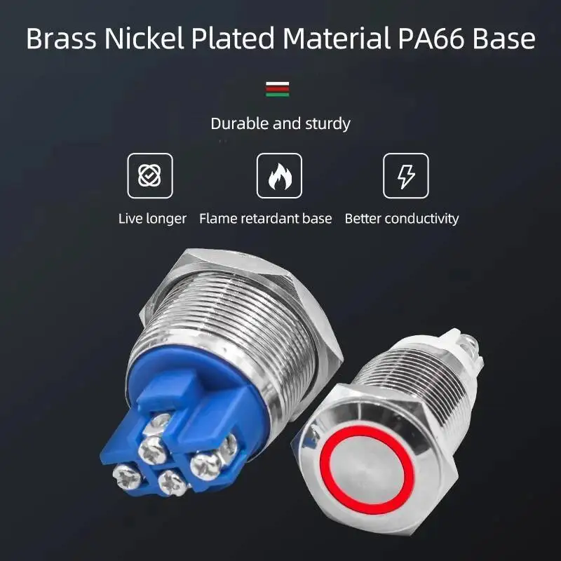 Screw Foot Type 16/19/22mm DIY Push Button Switch Waterproof Reset Self-locking Small Round Lighted Metal Shell
Screw Foot Type 16/19/22mm DIY Push Button Switch Waterproof Reset Self-locking Small Round Lighted Metal Shell