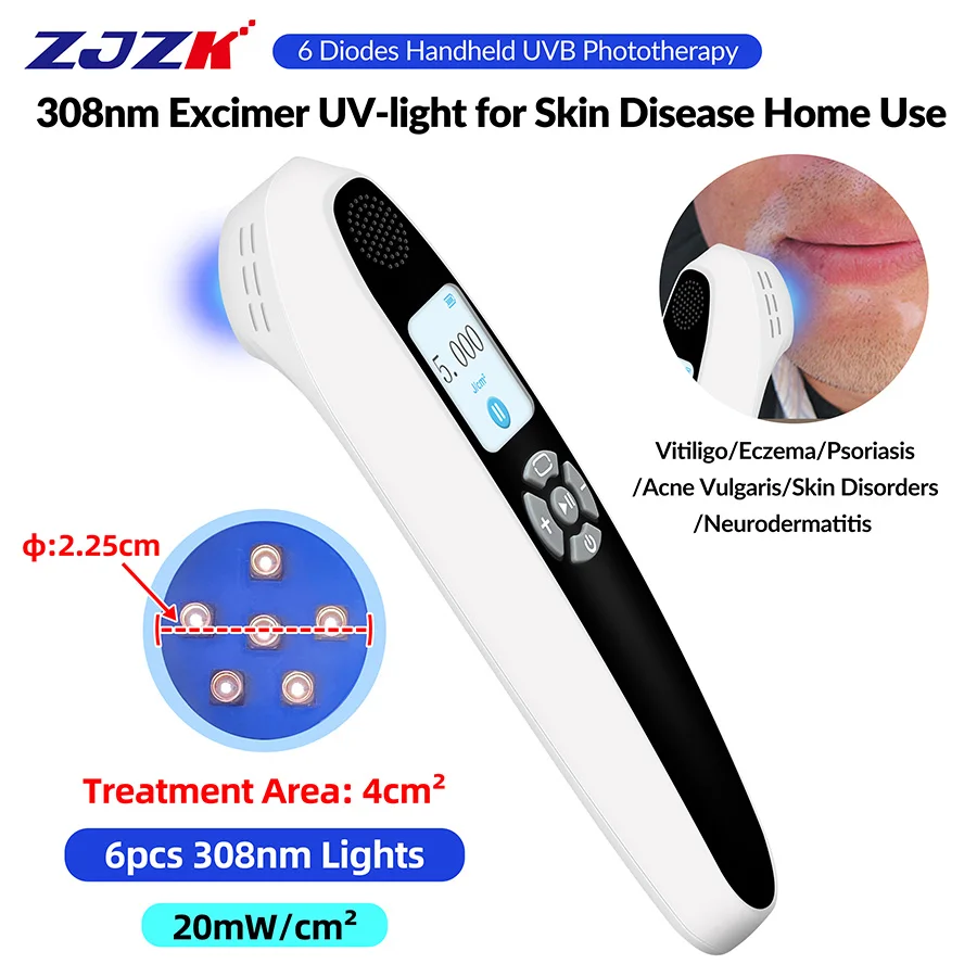 2026 Handheld 308nm UVB Therapy Device 6 Medical Diodes Vitiligo Psoriasis Treatment 0-5J/cm2 Dose 0-180s Adjustable 1800mAh
2026 Handheld 308nm UVB Therapy Device 6 Medical Diodes Vitiligo Psoriasis Treatment 0-5J/cm2 Dose 0-180s Adjustable 1800mAh