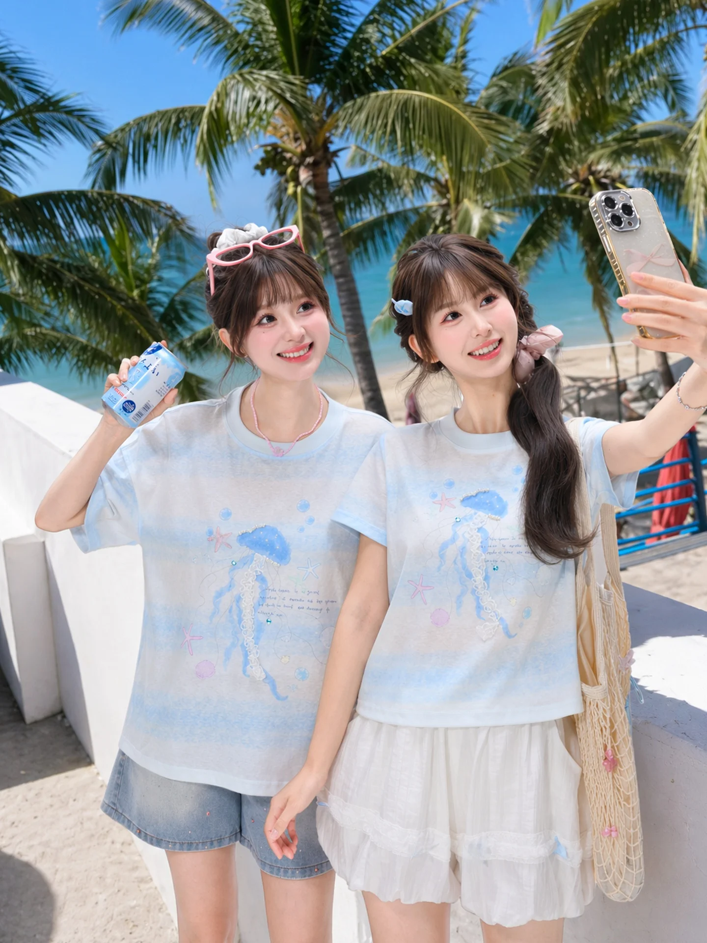Sweet Style Jellyfish Design T-Shirt Women's Short Sleeve Summer Top Cotton Polyester Blend High Waist Type Female Fashion
Sweet Style Jellyfish Design T-Shirt Women's Short Sleeve Summer Top Cotton Polyester Blend High Waist Type Female Fashion
