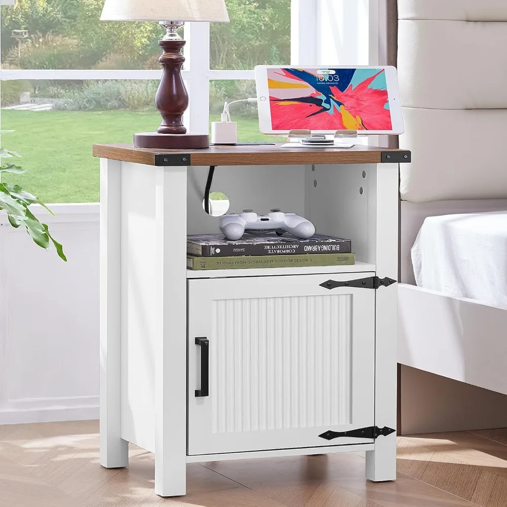 Bedside table with charging station and USB port, 18 inch farmhouse bedside table with storage rack, magnetic door
Bedside table with charging station and USB port, 18 inch farmhouse bedside table with storage rack, magnetic door