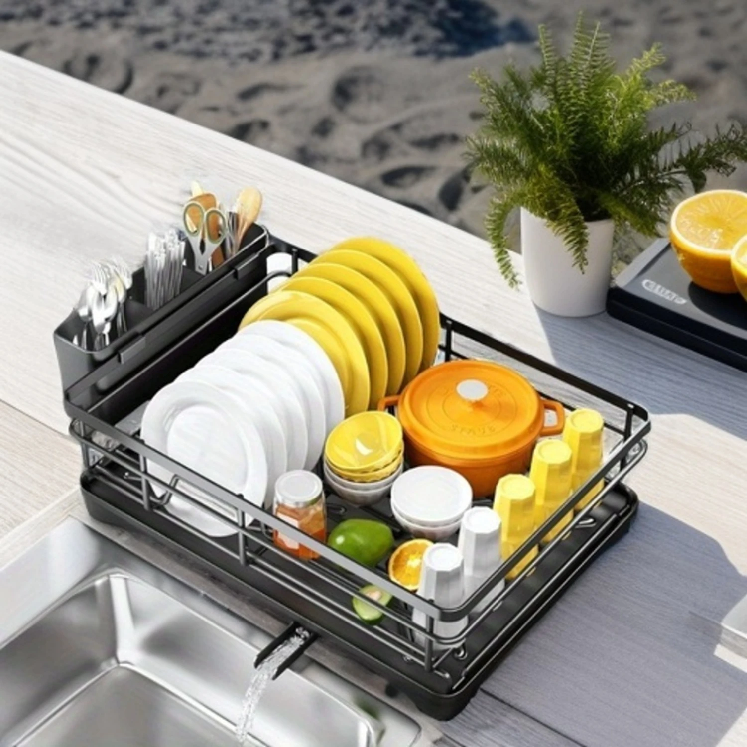 Dish Rack, Single Layer Dish Drying Rack, Large Capacity Dish Rack With Drainboard, Rustproof Dish Drainer With Utensil Holder,
Dish Rack, Single Layer Dish Drying Rack, Large Capacity Dish Rack With Drainboard, Rustproof Dish Drainer With Utensil Holder,