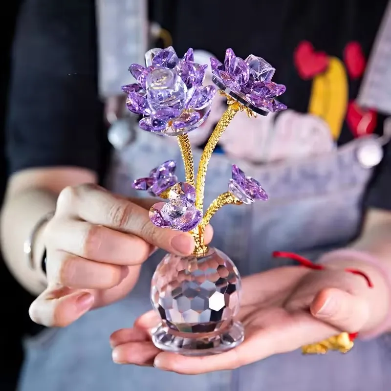 Crystal Rose Ornament Crystal Simulation Flower Desk Dresser Decoration Creative Romantic Gift Crystal Glass Craft Ornament
Crystal Rose Ornament Crystal Simulation Flower Desk Dresser Decoration Creative Romantic Gift Crystal Glass Craft Ornament