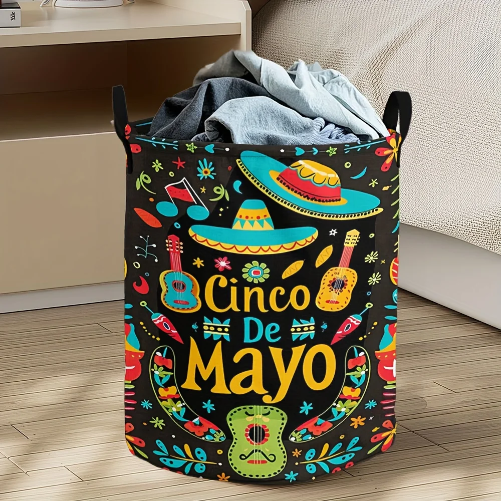 1pc Mexican Folk Art Laundry Basket with Mariachi Sombrero Print Cinco de Mayo Themed Round Hamper, Durable
1pc Mexican Folk Art Laundry Basket with Mariachi Sombrero Print Cinco de Mayo Themed Round Hamper, Durable