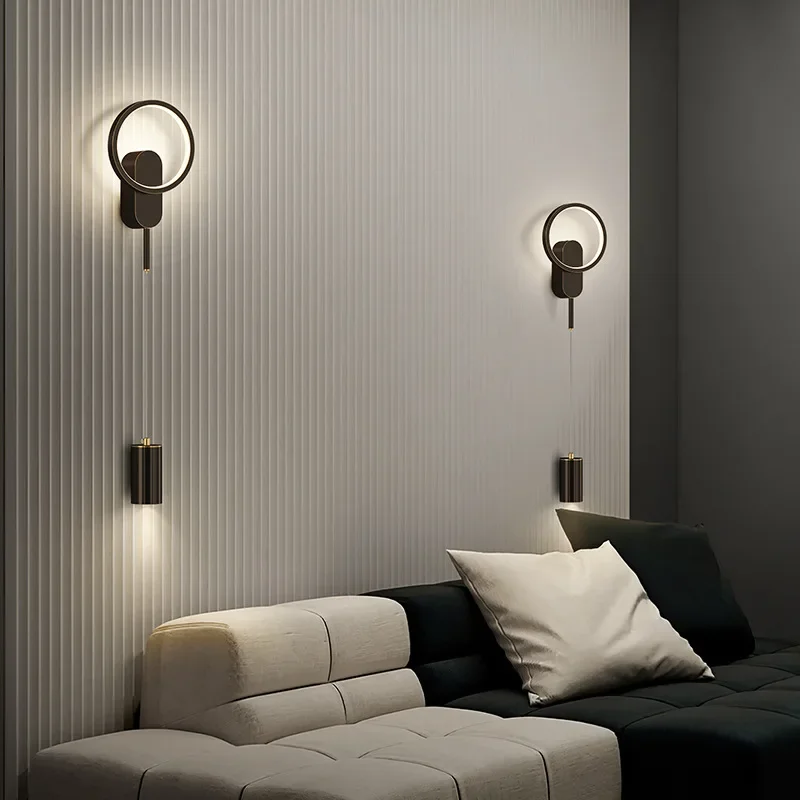 All copper wall lamp bedroom bedside aisle simple modern living room light luxury background wall
All copper wall lamp bedroom bedside aisle simple modern living room light luxury background wall