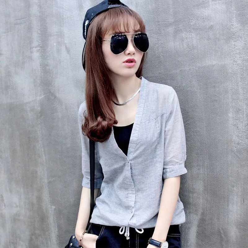 Fashion Half Sleeved V-neck Shirt for Women Summer Korean Version Temperament Versatile Tank Top Two-piece Set Women Clothing
Fashion Half Sleeved V-neck Shirt for Women Summer Korean Version Temperament Versatile Tank Top Two-piece Set Women Clothing