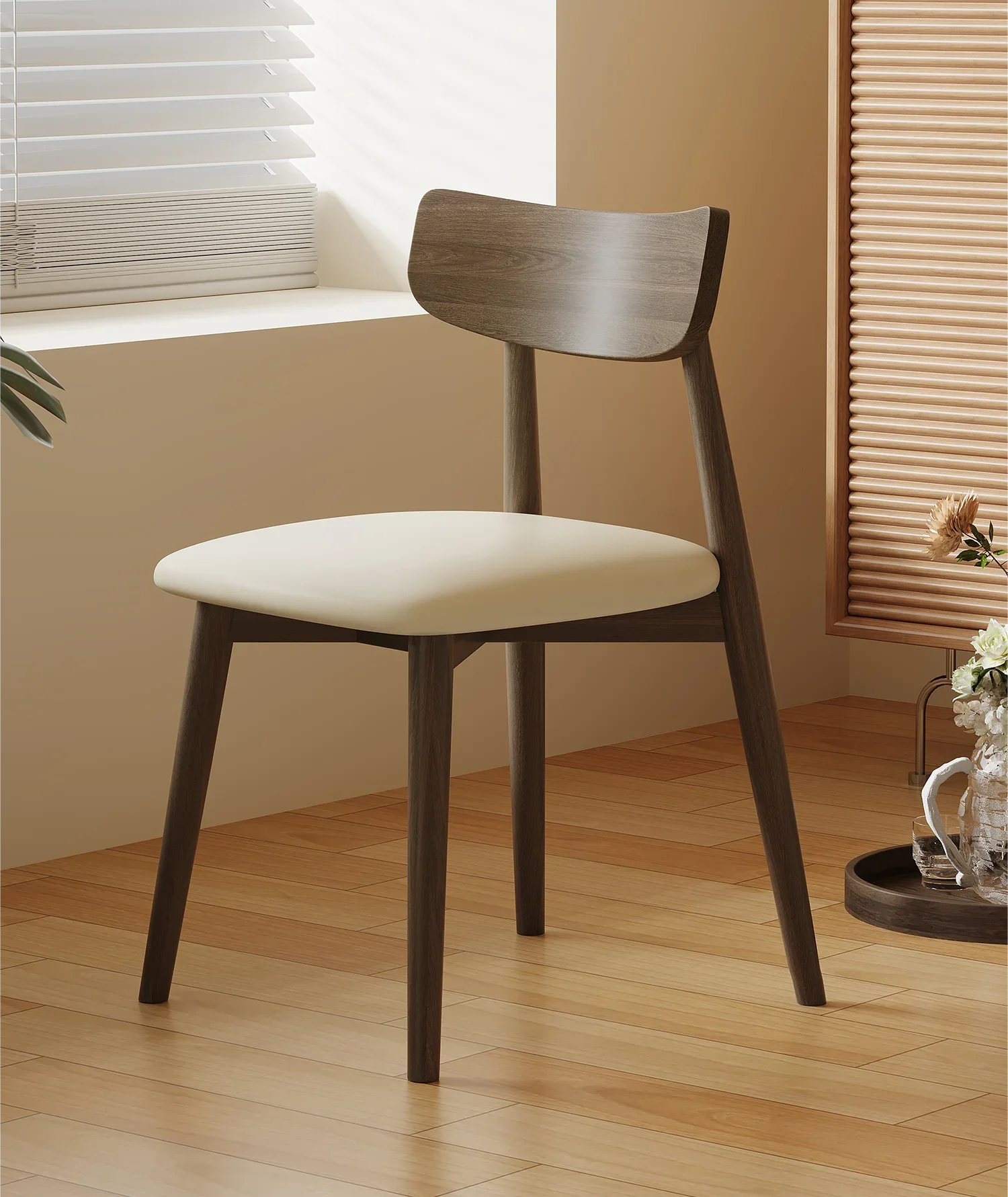 Solid wood home modern simple Nordic chair living room small apartment walnut log dining table and chairs
Solid wood home modern simple Nordic chair living room small apartment walnut log dining table and chairs