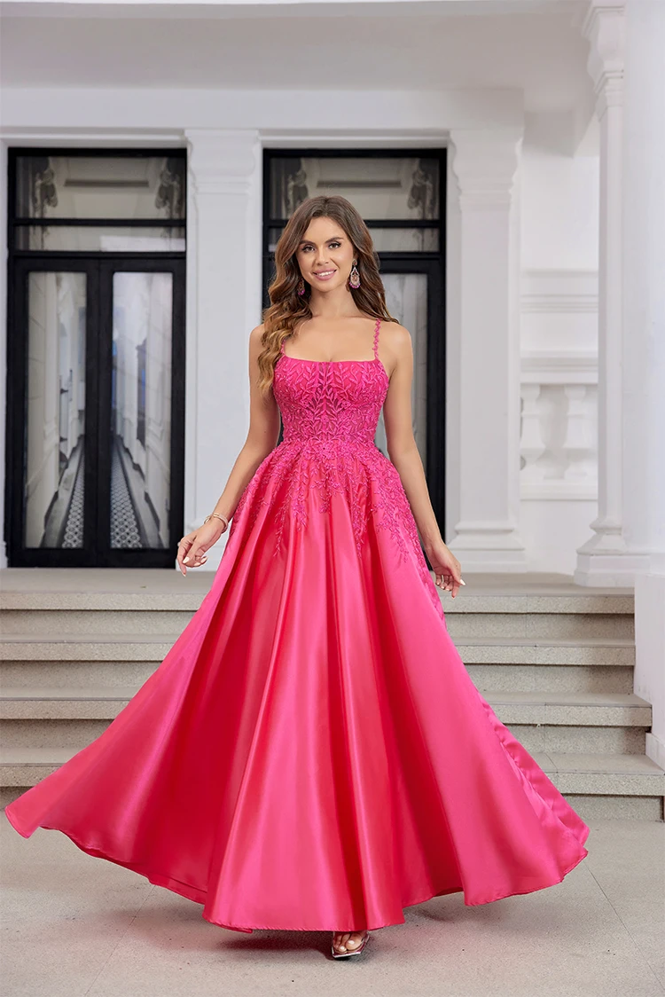 Satin Spaghetti Strap Prom Dresses 2024 Long Evening Dresses Appliques Ball Gowns Homecoming Dresses Graduation Dress Elegant
Satin Spaghetti Strap Prom Dresses 2024 Long Evening Dresses Appliques Ball Gowns Homecoming Dresses Graduation Dress Elegant