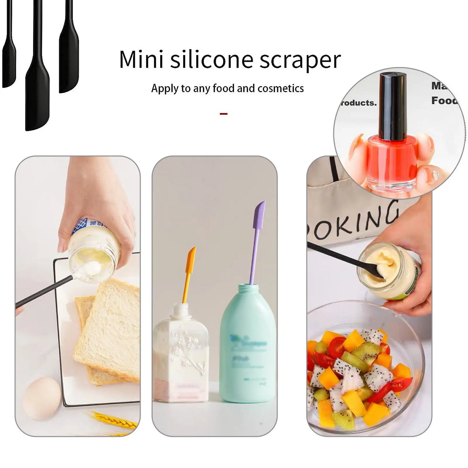 3pcs Food Grade Kitchen Baking Tools Mini Silicone Spatula Heat Resistant Long Handle Dual-Ended Scraper with Spoon Accessories
3pcs Food Grade Kitchen Baking Tools Mini Silicone Spatula Heat Resistant Long Handle Dual-Ended Scraper with Spoon Accessories