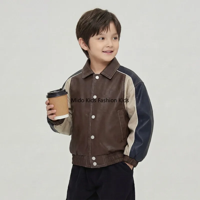 2026 New Spring Kids Boys Motorcycle Jacket, Cool Handsome Korean Style PU Leather Outfit for Toddler Boys for 90-150cm
2026 New Spring Kids Boys Motorcycle Jacket, Cool Handsome Korean Style PU Leather Outfit for Toddler Boys for 90-150cm