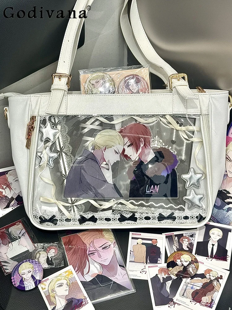 Original Lolita School of Design Wind Double-sided Pain Bag Large Capacity Tote Commuter Shoulder Bag Transparent Casual Handbag
Original Lolita School of Design Wind Double-sided Pain Bag Large Capacity Tote Commuter Shoulder Bag Transparent Casual Handbag