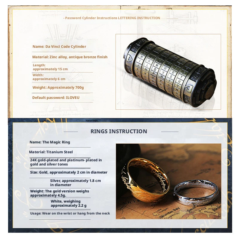 Da Vinci Code Puzzle Cylinder Lock, Valentine Christmas Birthday Gift
Da Vinci Code Puzzle Cylinder Lock, Valentine Christmas Birthday Gift