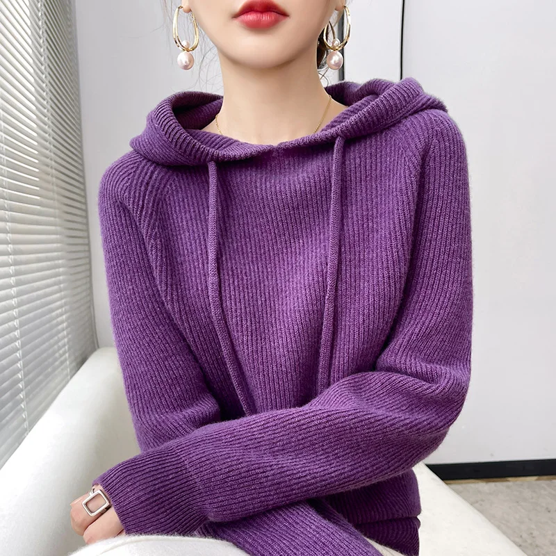 100% Woolen Sweater Women's Hoodie Hooded Sweater Knitted Pullover Yuanbao Knitted Warm Sweater with Coat
100% Woolen Sweater Women's Hoodie Hooded Sweater Knitted Pullover Yuanbao Knitted Warm Sweater with Coat