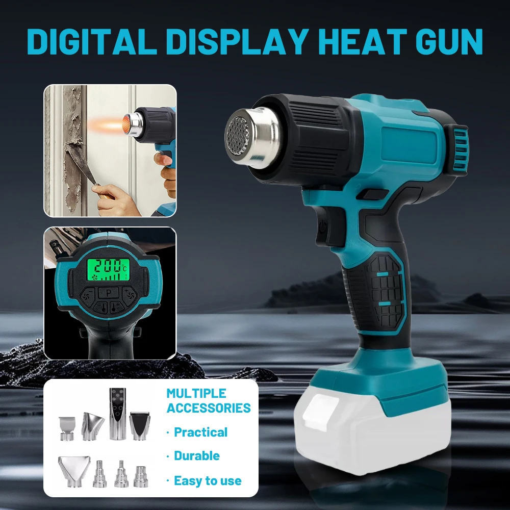 500W Cordless Heat Hot Air Gun For Makita/Dewalts 18V-21V Battery Digital Display Cordless Heat Gun With 8 Nozzles (NO Battery)
500W Cordless Heat Hot Air Gun For Makita/Dewalts 18V-21V Battery Digital Display Cordless Heat Gun With 8 Nozzles (NO Battery)