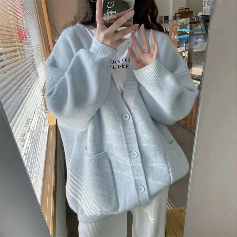 Cardigan Single Breasted V Neck Jumpers Knitted Women Sweaters Y2k Long Sleeve Button Loose Autumn Winter Pockets Pullover
Cardigan Single Breasted V Neck Jumpers Knitted Women Sweaters Y2k Long Sleeve Button Loose Autumn Winter Pockets Pullover