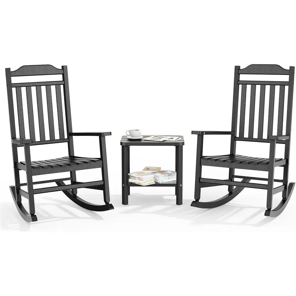 3-Piece Outdoor Rocking Bistro Set, Weather-Resistant Patio Furniture, Black
3-Piece Outdoor Rocking Bistro Set, Weather-Resistant Patio Furniture, Black