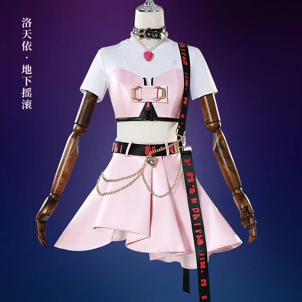 Cosplay costume anime of Luotianyi a virtual idol is designed for underground rock style suitable for anime-themed Halloween
Cosplay costume anime of Luotianyi a virtual idol is designed for underground rock style suitable for anime-themed Halloween