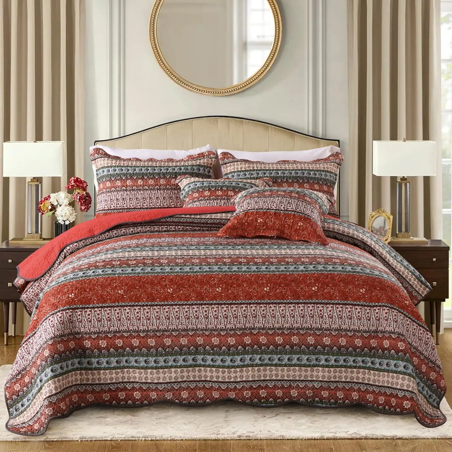 King Quilt Bedding Set, Cotton Bedspread Coverlet Lightweight, Vintage Orange Oversized Comforter For All Season, Soft
King Quilt Bedding Set, Cotton Bedspread Coverlet Lightweight, Vintage Orange Oversized Comforter For All Season, Soft
