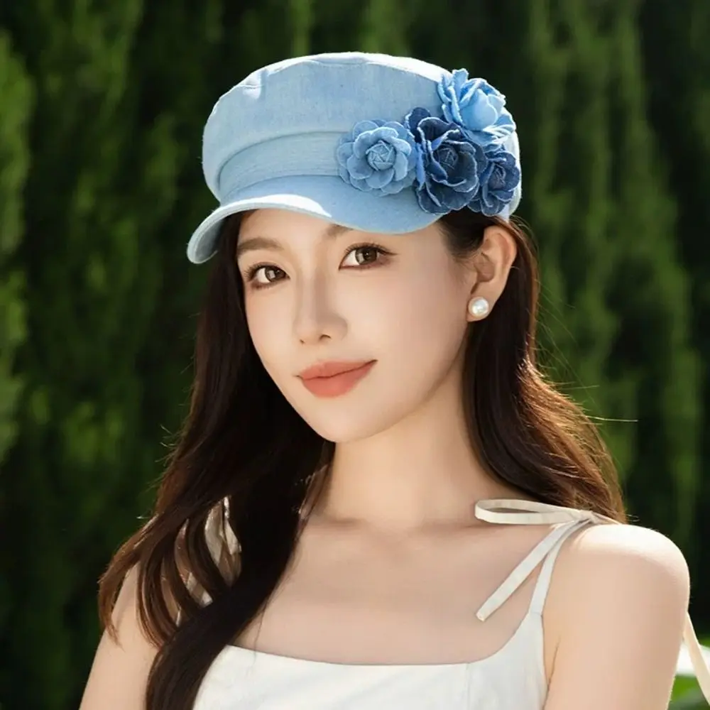 Artistic Denim Camellia Beret Hat Korean Style Elegant Flower Flat Top Hat Adjustable Breathable Painter Caps Fashion Accessory
Artistic Denim Camellia Beret Hat Korean Style Elegant Flower Flat Top Hat Adjustable Breathable Painter Caps Fashion Accessory