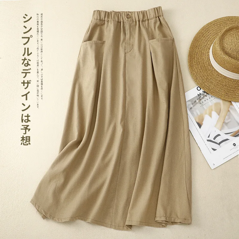 2024 New Arrival High Waist Cotton Linen Vintage Summer Skirts Pockets Office Lady Work Skirts Loose Women Casual Midi Skirts
2024 New Arrival High Waist Cotton Linen Vintage Summer Skirts Pockets Office Lady Work Skirts Loose Women Casual Midi Skirts