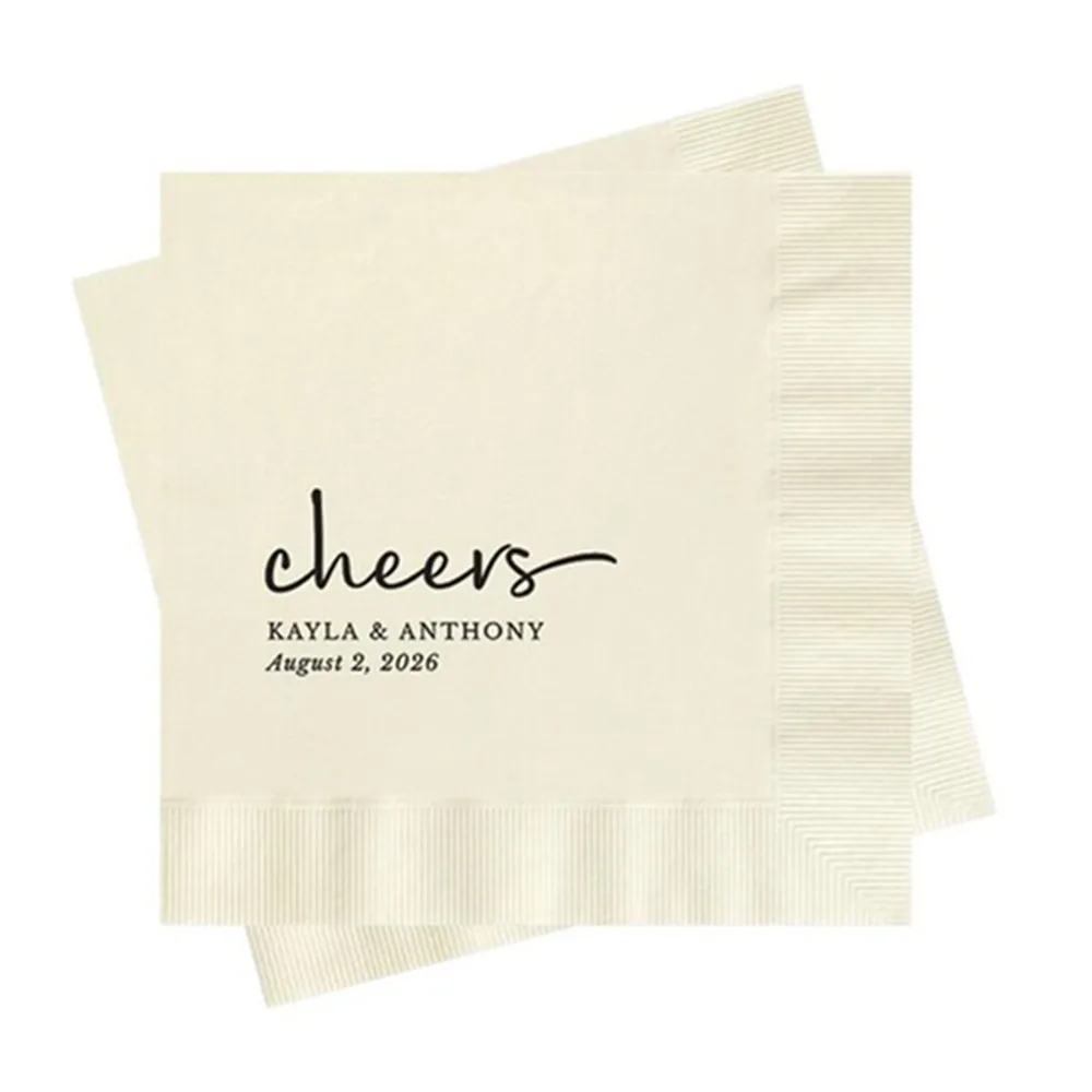 50PCS Cheers Cocktail Napkins for Wedding, Personalized with Names and Date, Custom Colors, Rehearsal Dinner, Engagement Party,
50PCS Cheers Cocktail Napkins for Wedding, Personalized with Names and Date, Custom Colors, Rehearsal Dinner, Engagement Party,