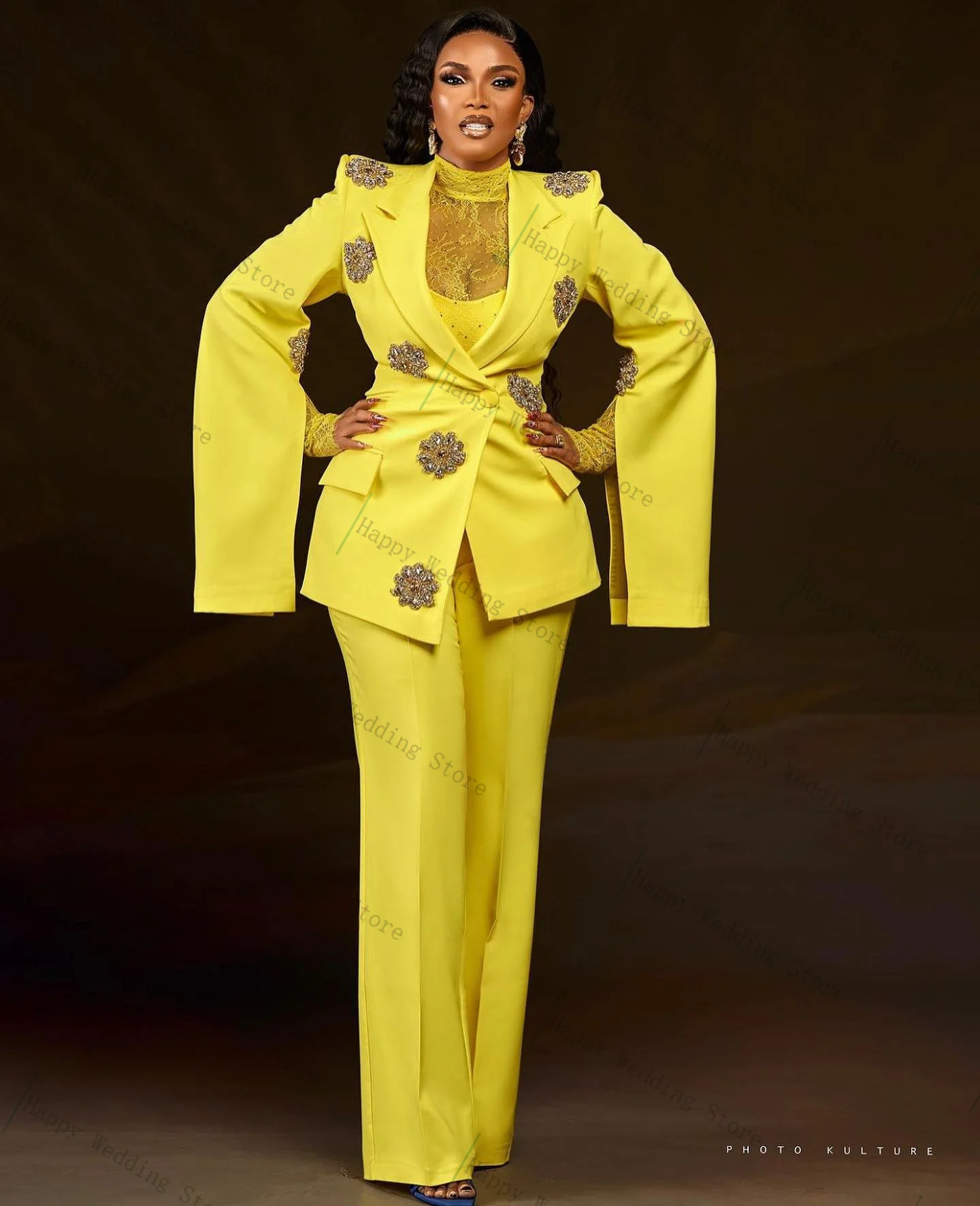 Yellow Women Suit Set 2 Piece Blazer+Pants Cotton Luxury Crystals Formal Office Lady Coat Customized Wedding Prom Jacket
Yellow Women Suit Set 2 Piece Blazer+Pants Cotton Luxury Crystals Formal Office Lady Coat Customized Wedding Prom Jacket