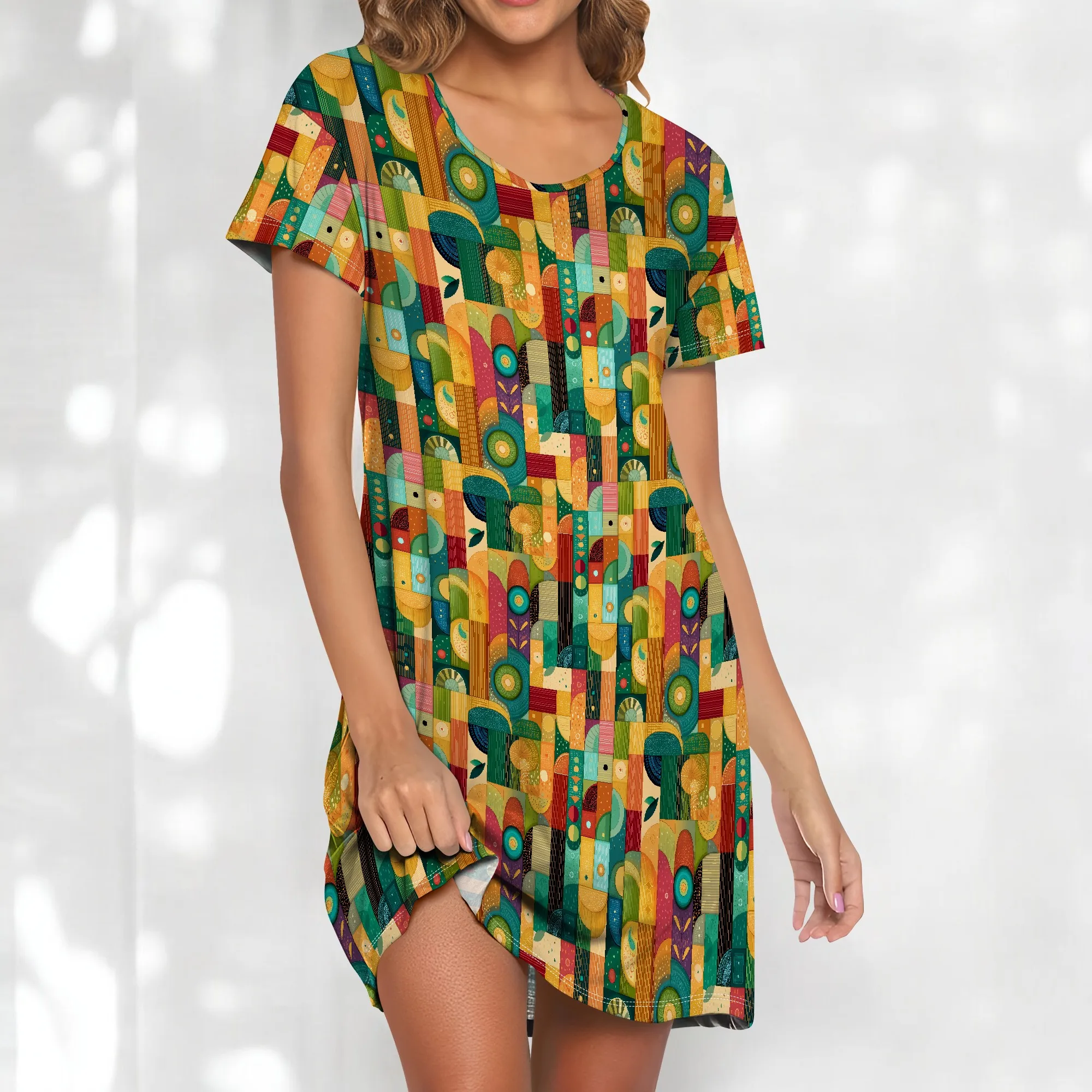 Vibrant Mosaic Print Loose Fit T-Shirt Dress Plus Size S-3XL Lightweight for Summer Festival
Vibrant Mosaic Print Loose Fit T-Shirt Dress Plus Size S-3XL Lightweight for Summer Festival