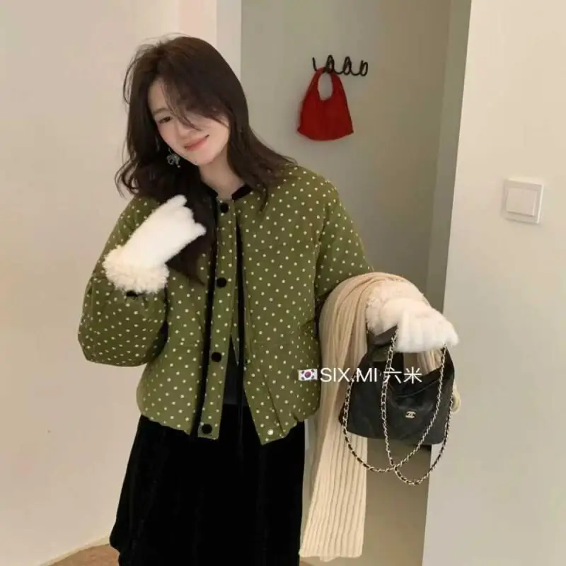 Women's Coat winter autumn Jacket Outerwear Warm Fleece Lined Corduroy Tie Polka Dot Thick Sweet Quilted Coat
Women's Coat winter autumn Jacket Outerwear Warm Fleece Lined Corduroy Tie Polka Dot Thick Sweet Quilted Coat