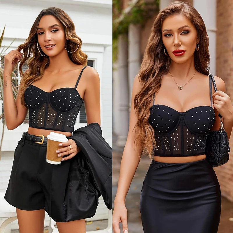 Sexy Push Up Corset Tops for Women V Neck Bustier Lingerie Adjustable Strap Crop Top with Underwire Y2K Going Out Party Club Top
Sexy Push Up Corset Tops for Women V Neck Bustier Lingerie Adjustable Strap Crop Top with Underwire Y2K Going Out Party Club Top