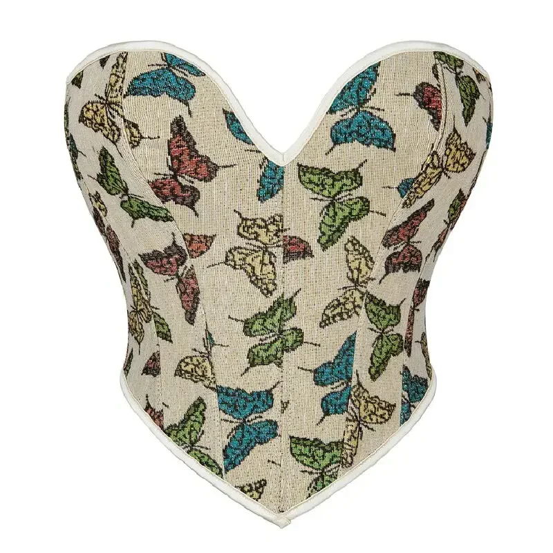 Sleeveless Off Shoulder Overbust Corset Crop Tops Women Butterfly Embroidery Printed Bustiers Lace Up Body Shaper Sexy Lingerie
Sleeveless Off Shoulder Overbust Corset Crop Tops Women Butterfly Embroidery Printed Bustiers Lace Up Body Shaper Sexy Lingerie